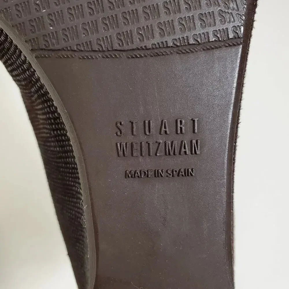 Stuart Weitzman Leather Wedge Shoes Womens Size 7 Black Round Toe Comfort